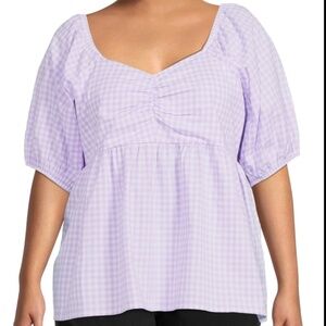 Plus Size Gingham Woven Top